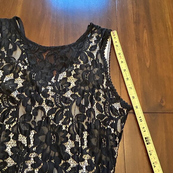 NWT MSLG Women Elegant Round Neck V-back Floral Lace Cocktail Party Dress Size L - Picture 9 of 16